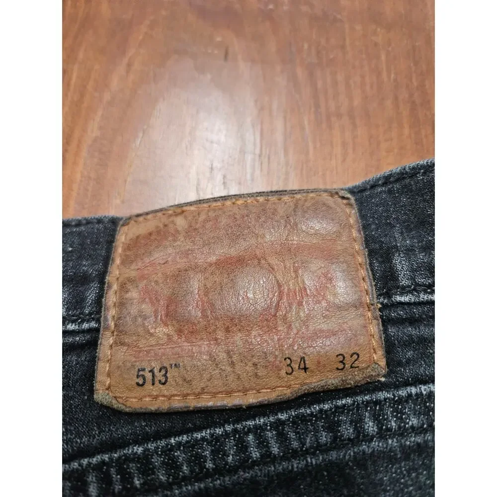 Levi's 513 Slim Straight Jeans Black Wash Denim CW-3215 Men's 34x32
